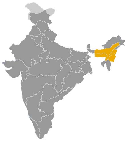 Inde • |0950/1854| • dynastie Kachari: carte